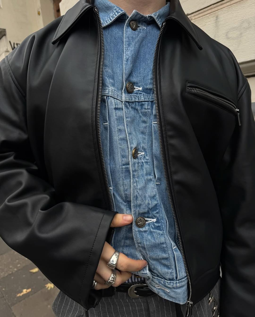 Men’s Black Leather Jacket | Oversized Streetwear Moto Coat | Vintage Inspired Biker Jacket | Handmade Real Leather Outerwear Gift for Him