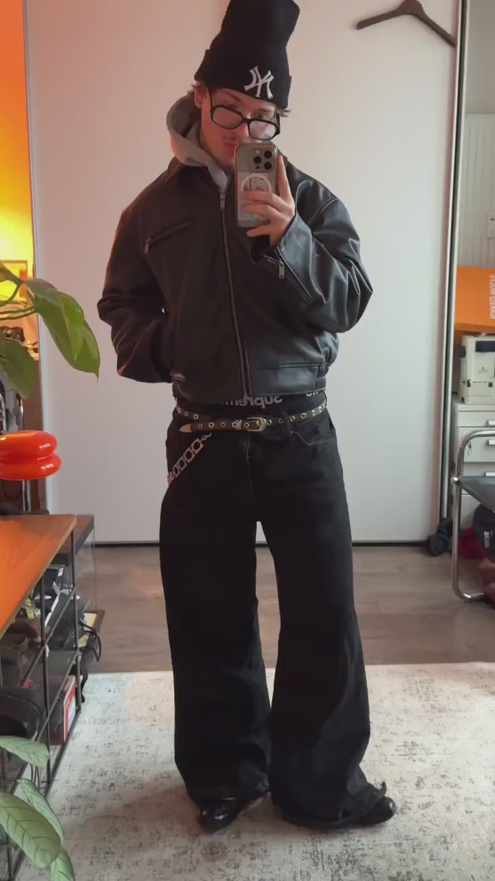 Men's Handmade Distressed Cowhide Leather Jacket: Retro Black Zip-Up Christmas Gift Idea